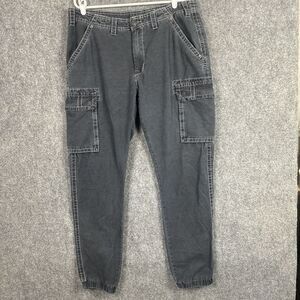 True Religion Pants Mens 38 Black Big Cargo Low Slung Baggy Joggers Casual